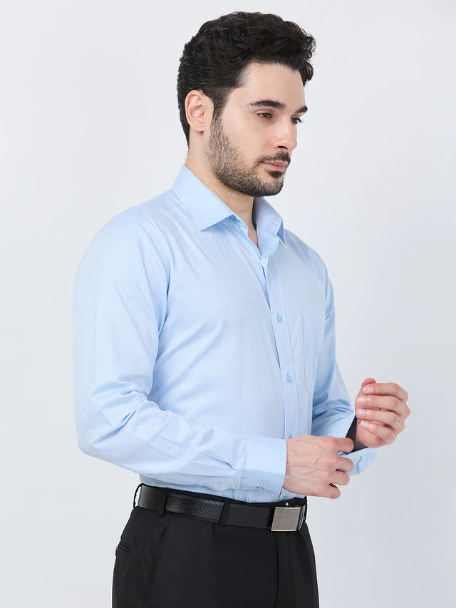 Raymond Men Blue Structure Slim Fit Cotton Shirt - Image 2