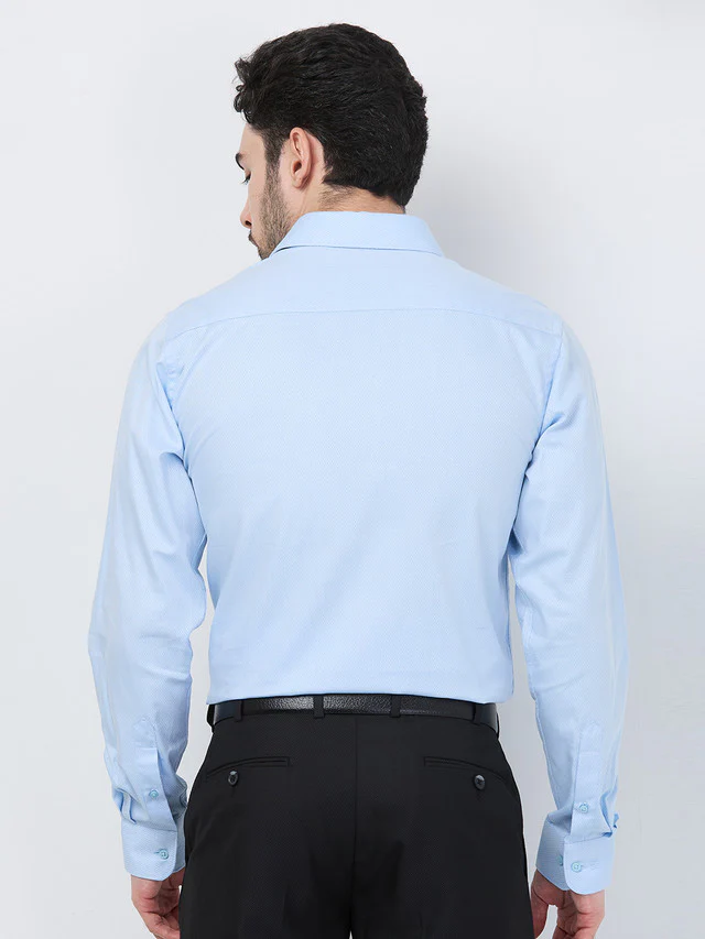 Raymond Men Blue Structure Slim Fit Cotton Shirt - Image 4
