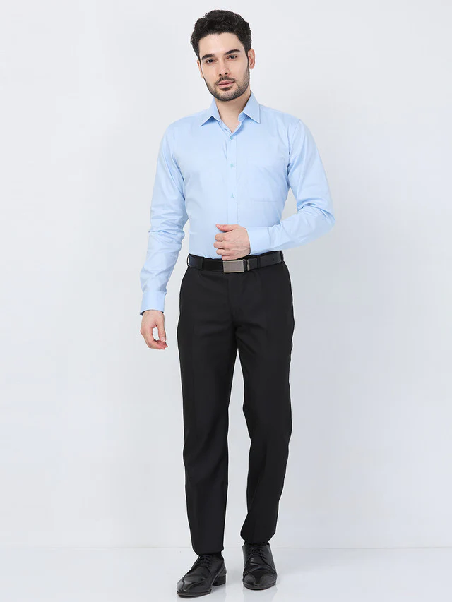 Raymond Men Blue Structure Slim Fit Cotton Shirt - Image 5