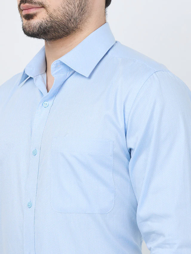 Raymond Men Blue Structure Slim Fit Cotton Shirt - Image 6