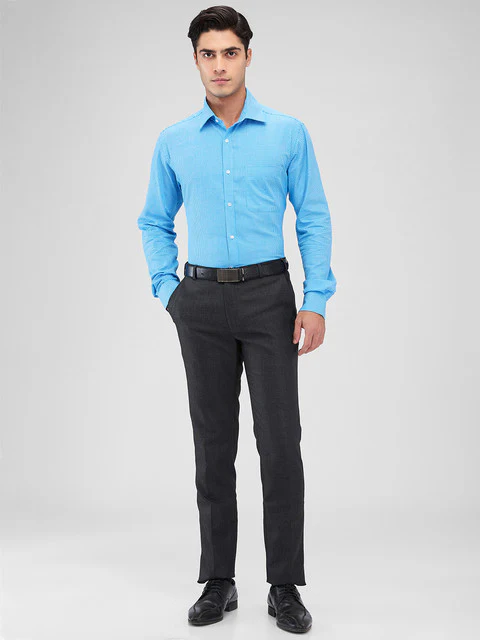 Raymond Men Blue Structure Slim Fit Cotton Shirt - Image 5