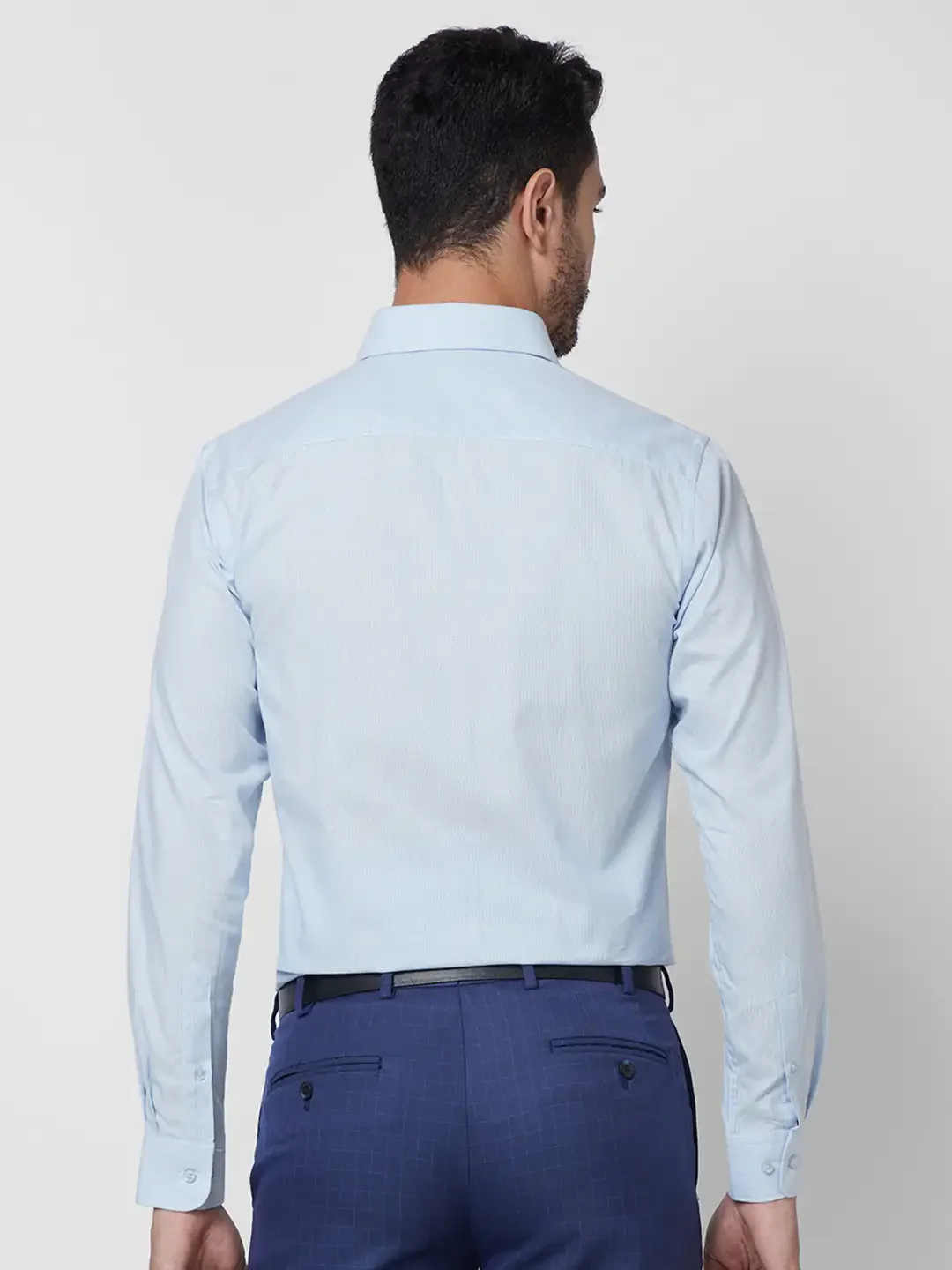 Raymond Men Blue Structure Slim Fit Cotton Shirt - Image 5