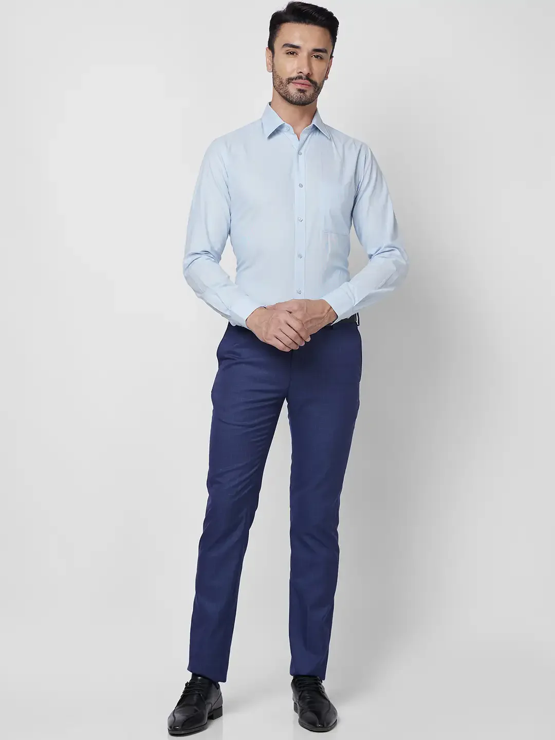 Raymond Men Blue Structure Slim Fit Cotton Shirt - Image 6