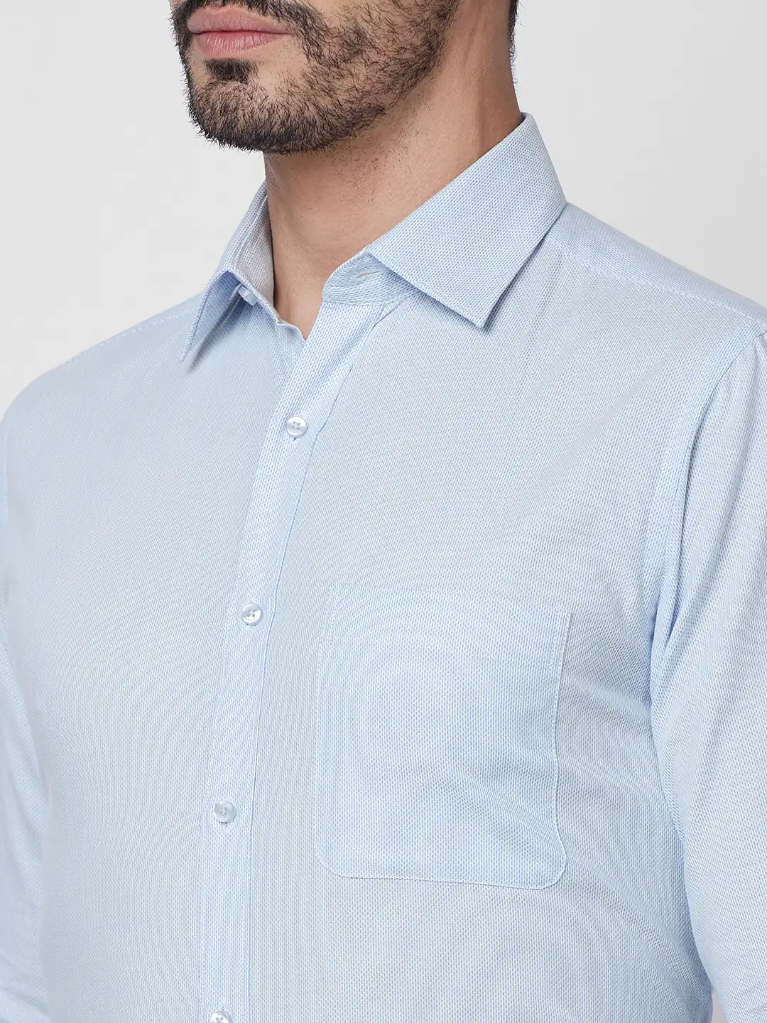 Raymond Men Blue Structure Slim Fit Cotton Shirt - Image 7