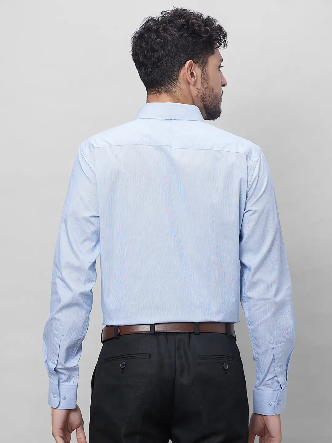Raymond Men Blue Structure Slim Fit Cotton Shirt - Image 4