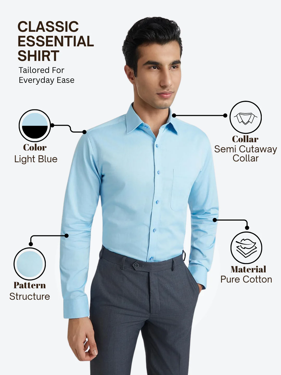 Raymond Men Blue Slim Fit Structure Formal Shirt - Image 4