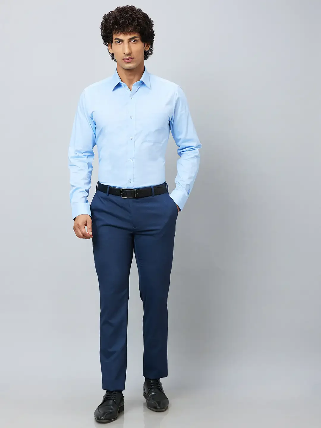 Raymond Men Blue Slim Fit Structure Formal Shirt - Image 6
