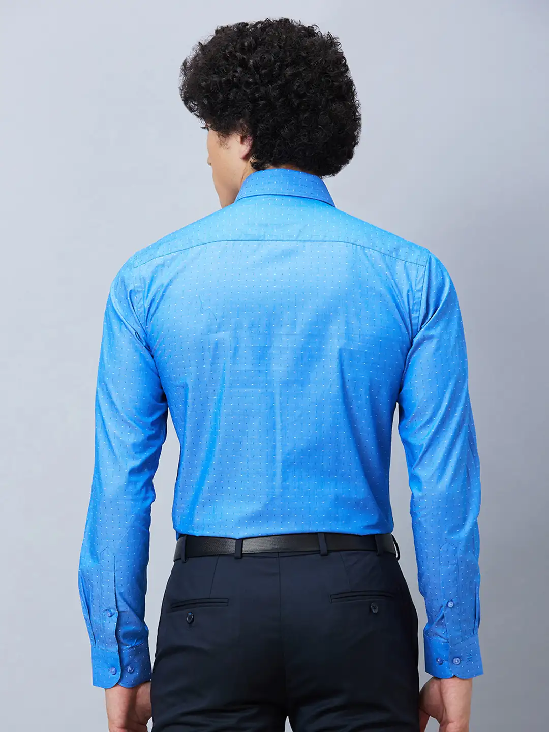 Raymond Men Blue Structure Slim Fit Cotton Shirt - Image 4