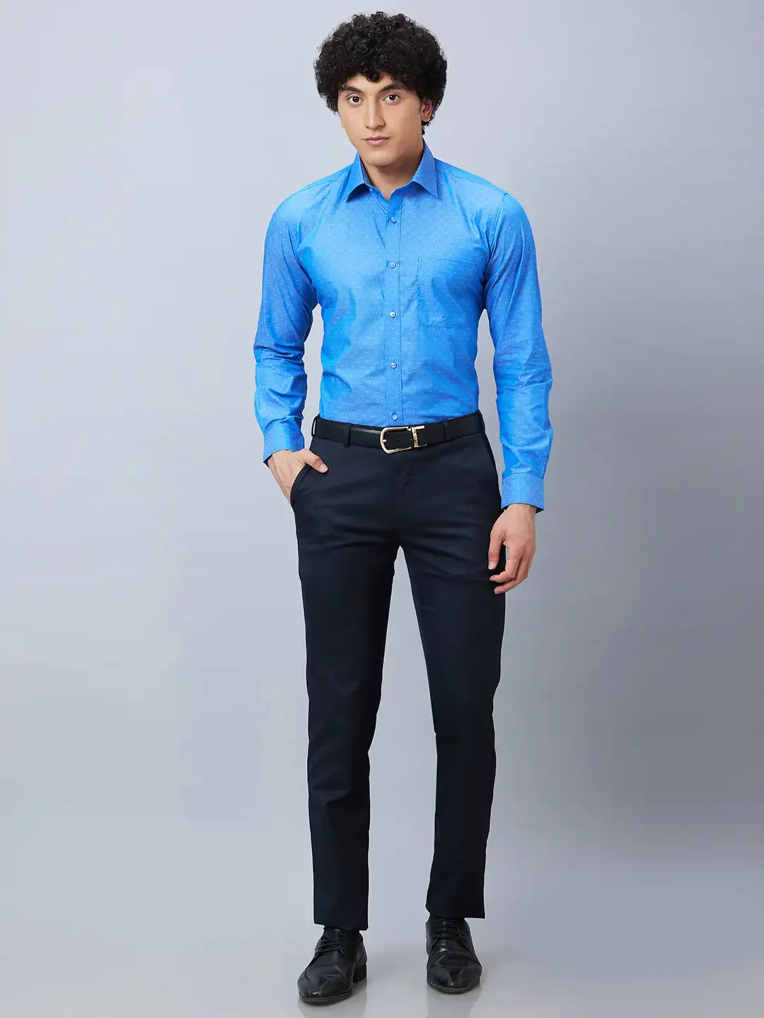 Raymond Men Blue Structure Slim Fit Cotton Shirt - Image 5