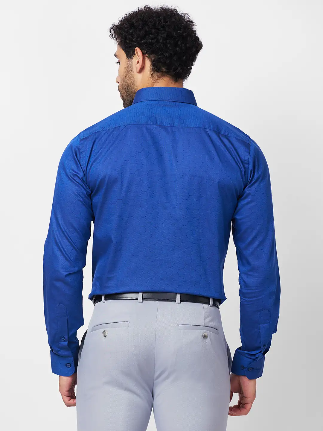 Raymond Men Blue Structure Slim Fit Cotton Shirt - Image 4