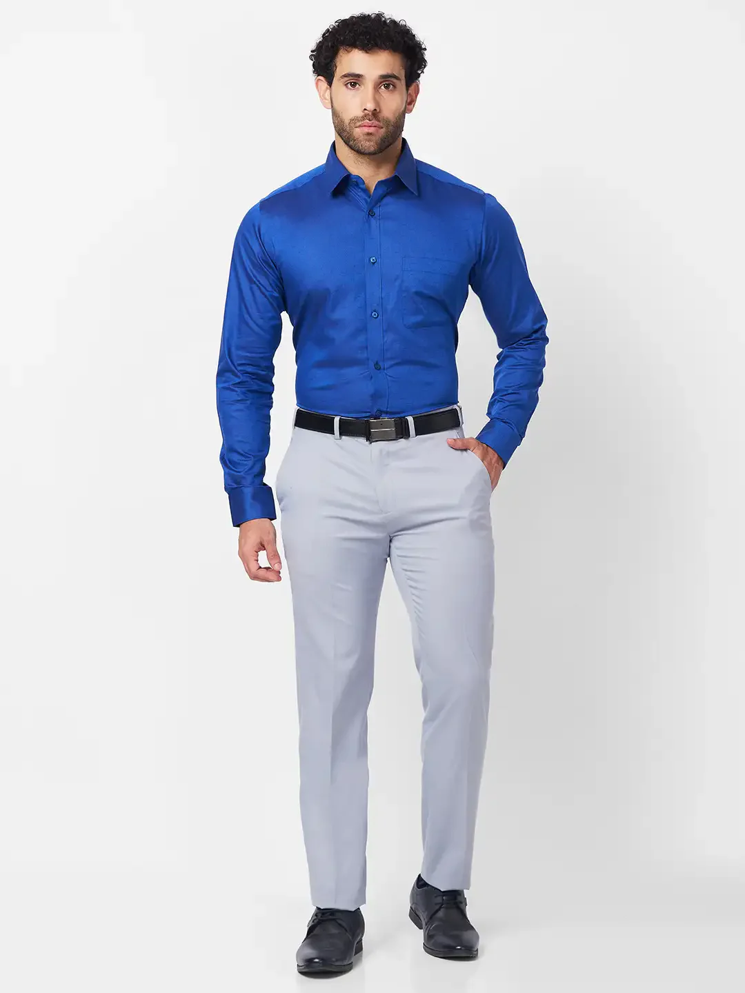 Raymond Men Blue Structure Slim Fit Cotton Shirt - Image 5