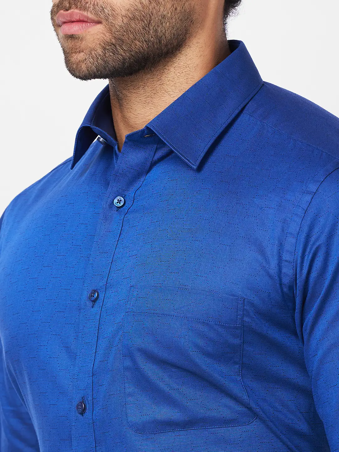 Raymond Men Blue Structure Slim Fit Cotton Shirt - Image 6