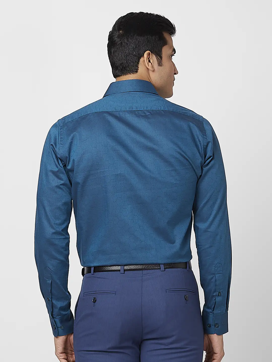 Raymond Men Blue Structure Slim Fit Cotton Shirt - Image 4