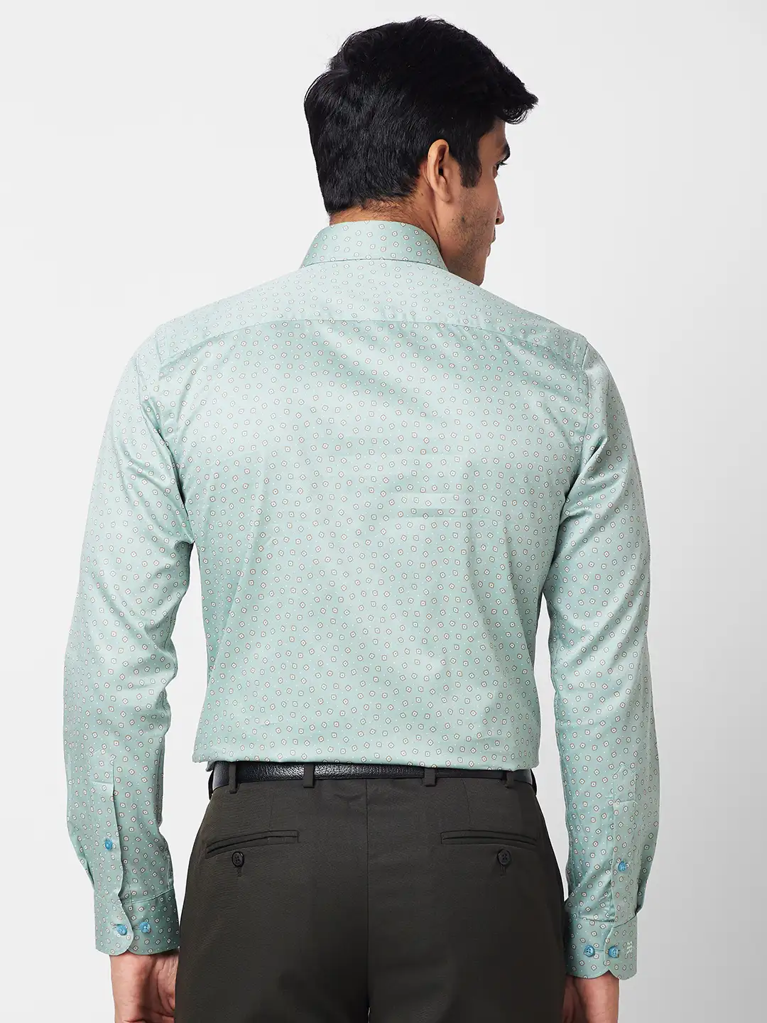 Raymond Men Green Structured Slim Fit Cotton Formal Shirt - Image 4