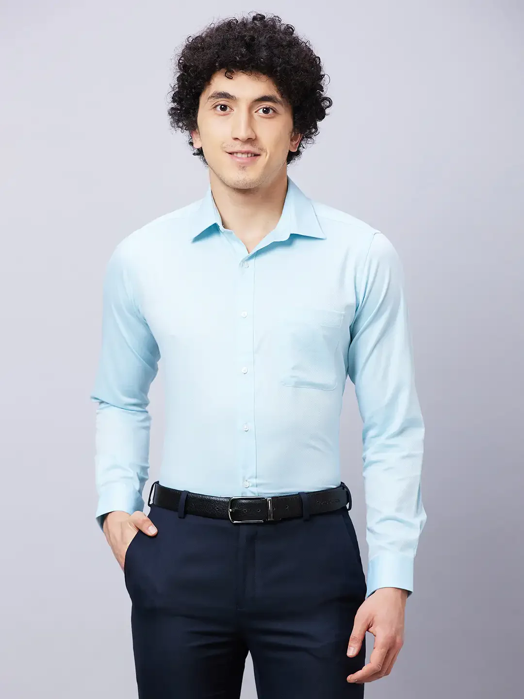 Raymond Men Blue Structure Slim Fit Cotton Shirt