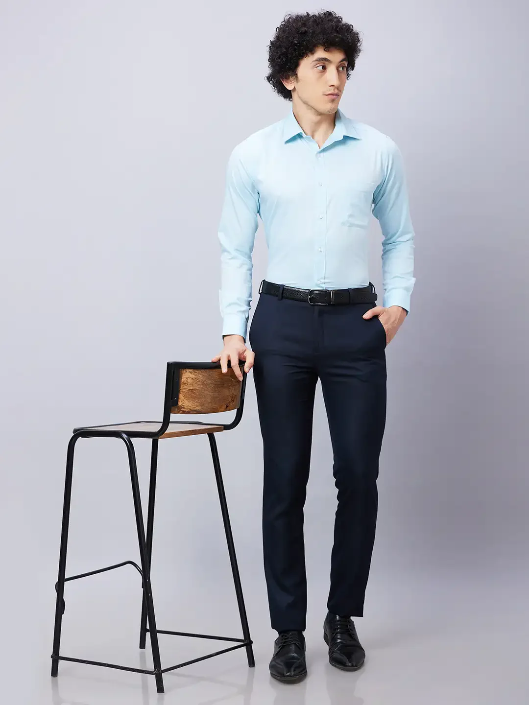 Raymond Men Blue Structure Slim Fit Cotton Shirt - Image 6