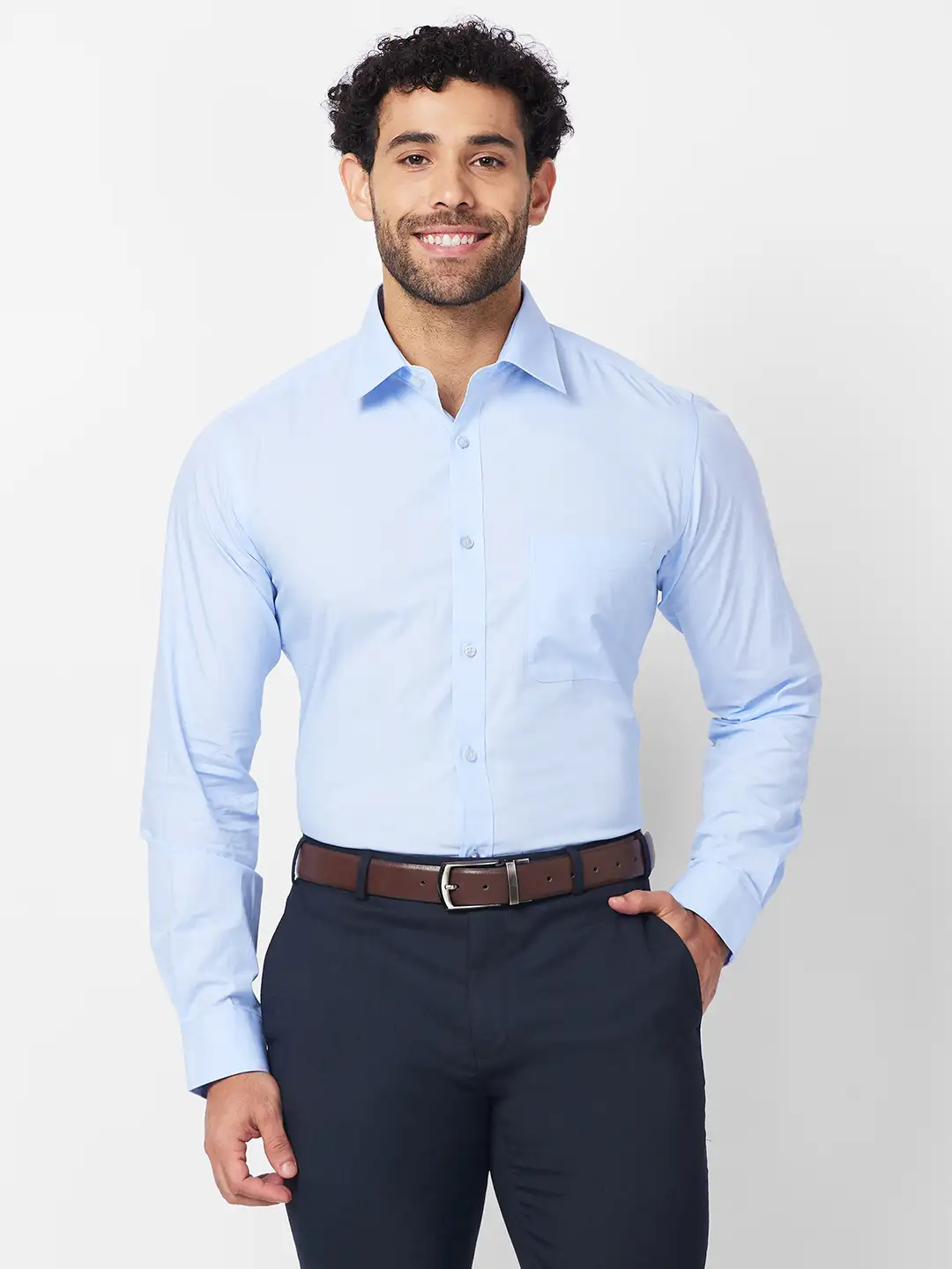 Raymond Men Blue Structure Slim Fit Cotton Shirt