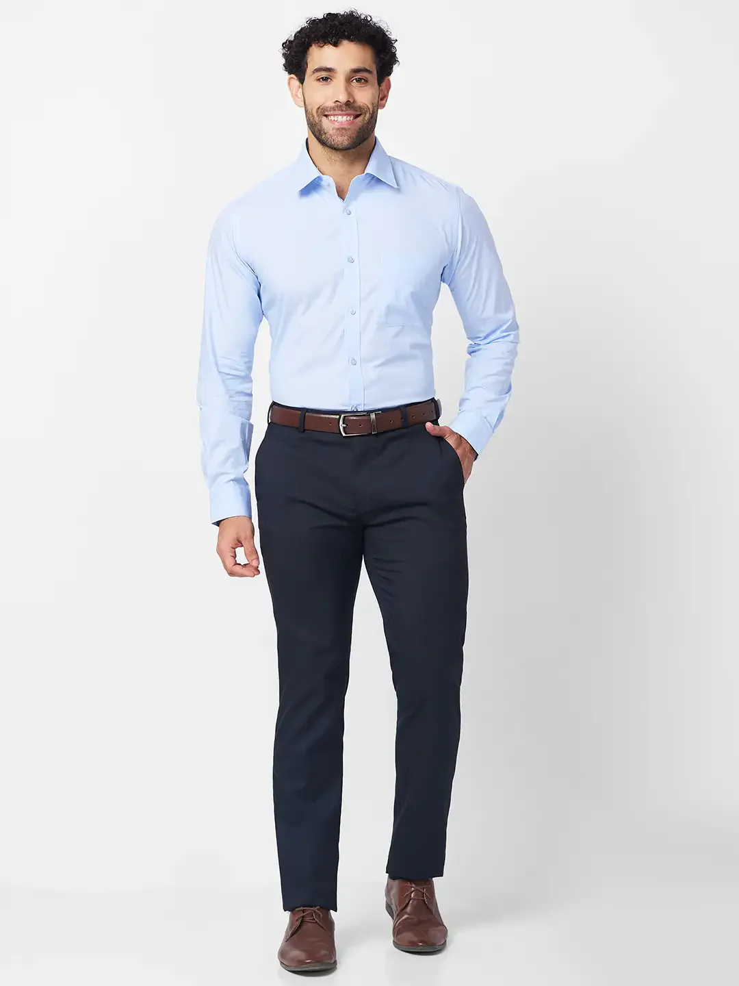 Raymond Men Blue Structure Slim Fit Cotton Shirt - Image 5
