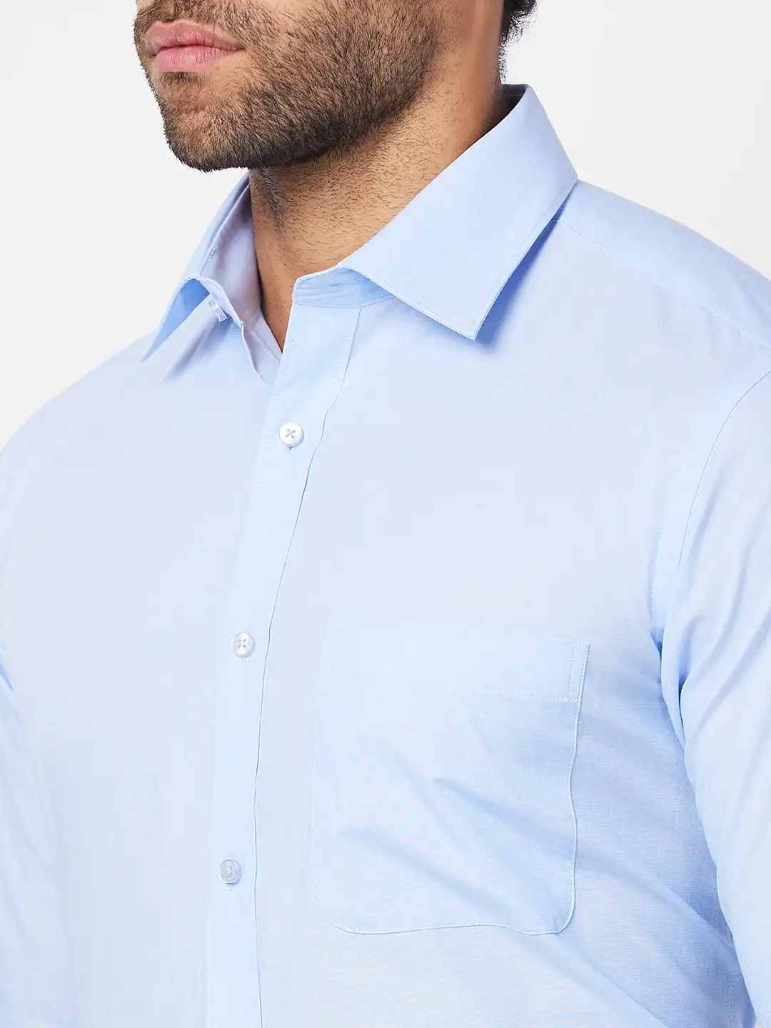 Raymond Men Blue Structure Slim Fit Cotton Shirt - Image 6