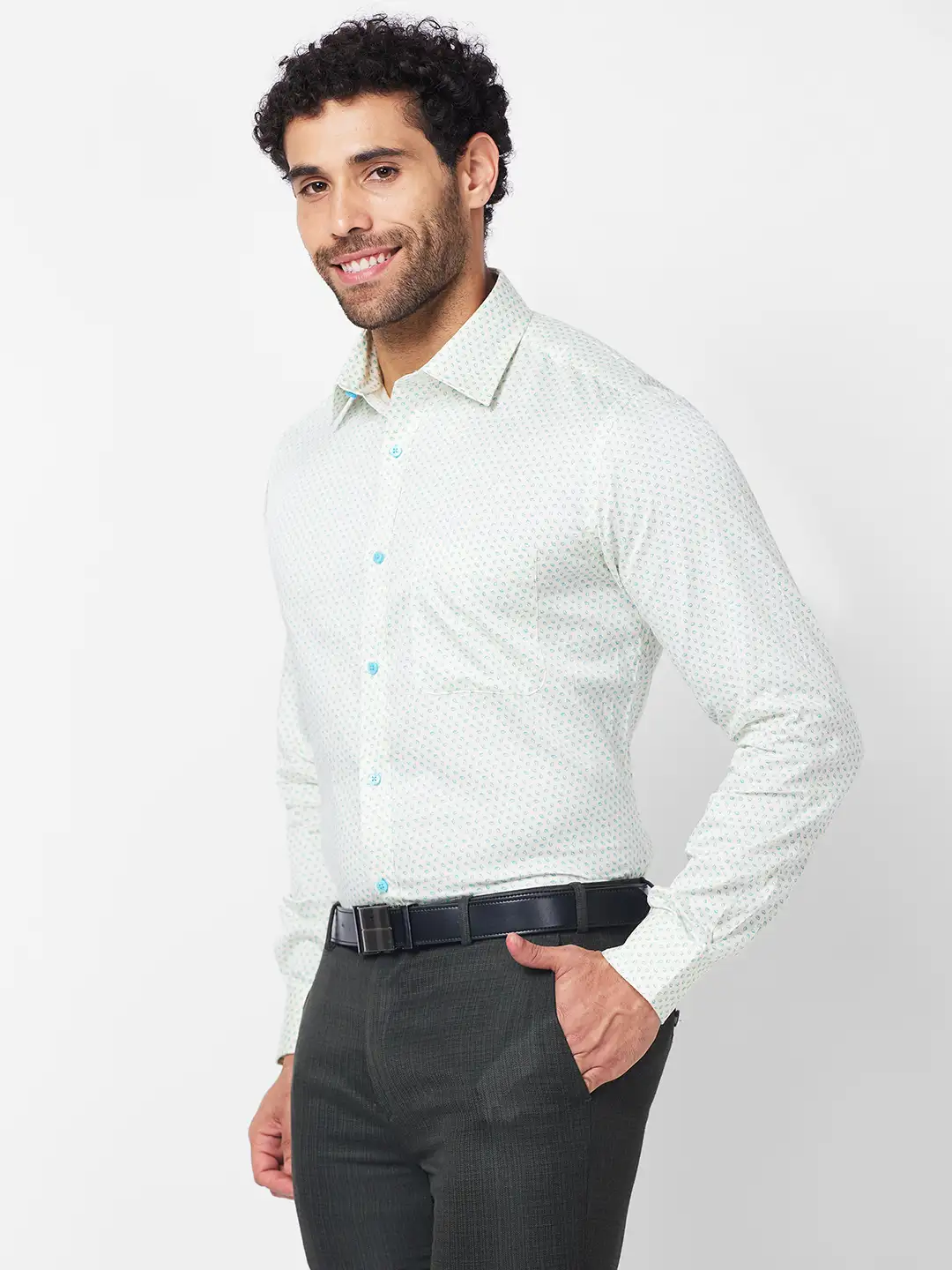 Raymond Men Blue Structure Slim Fit Cotton Shirt - Image 3