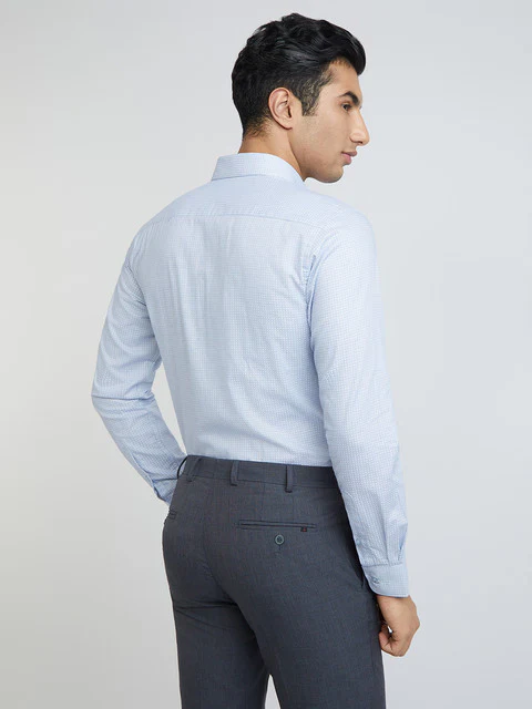 Raymond Men Blue Structure Slim Fit Cotton Shirt - Image 5