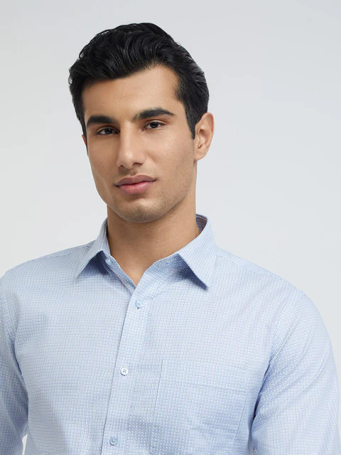 Raymond Men Blue Structure Slim Fit Cotton Shirt - Image 7