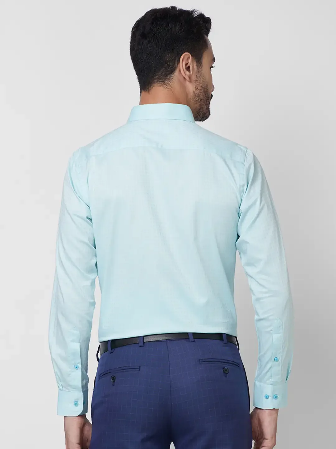Raymond Men Blue Structure Slim Fit Cotton Shirt - Image 4