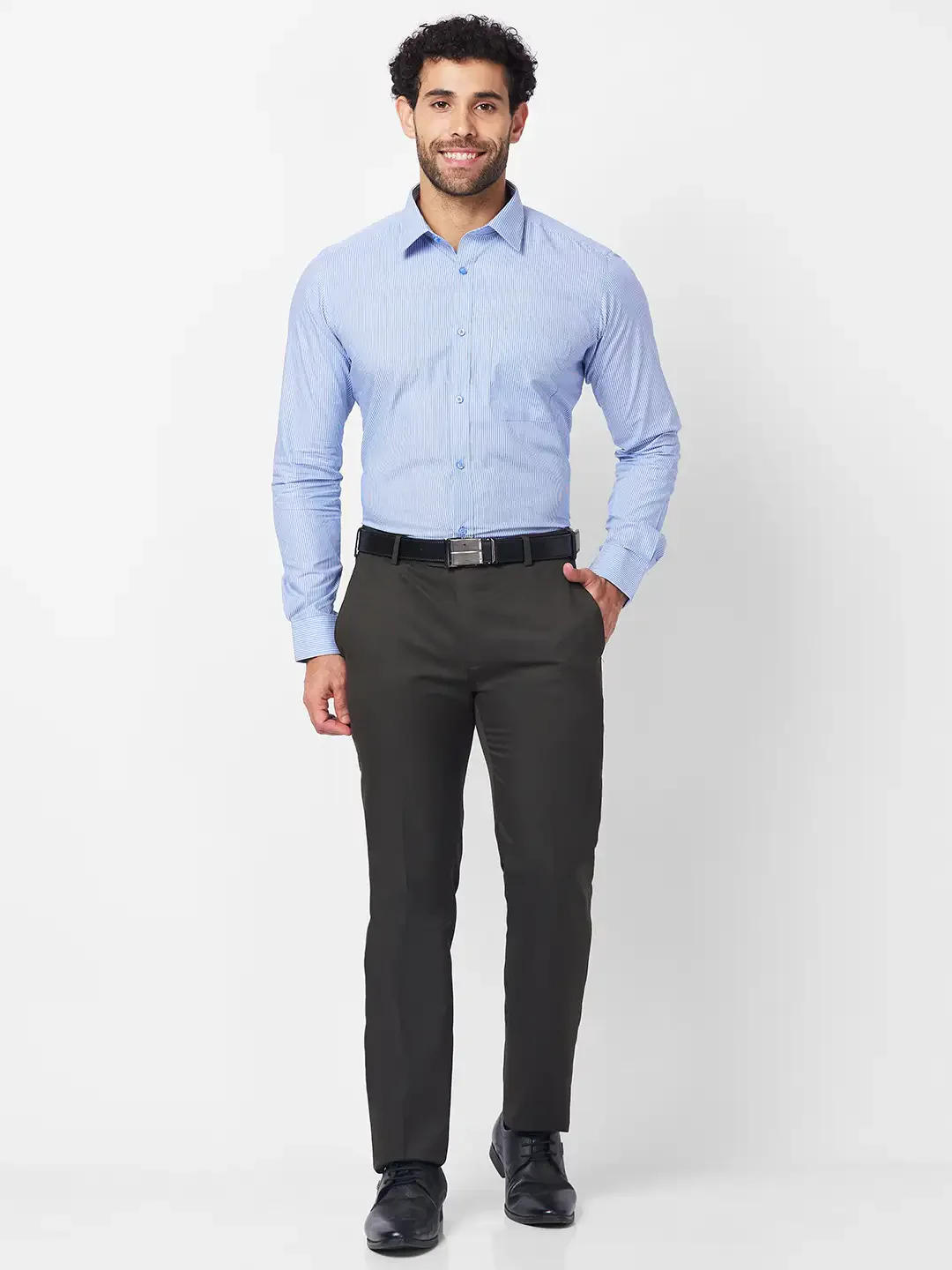 Raymond Men Blue Structure Slim Fit Cotton Shirt - Image 6