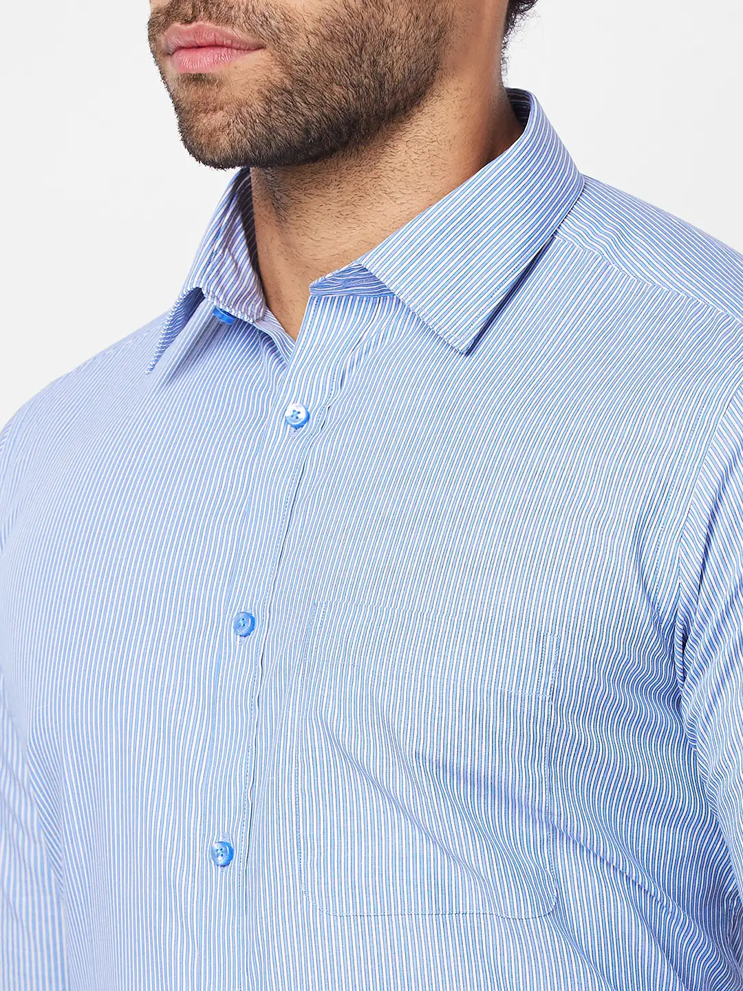 Raymond Men Blue Structure Slim Fit Cotton Shirt - Image 7