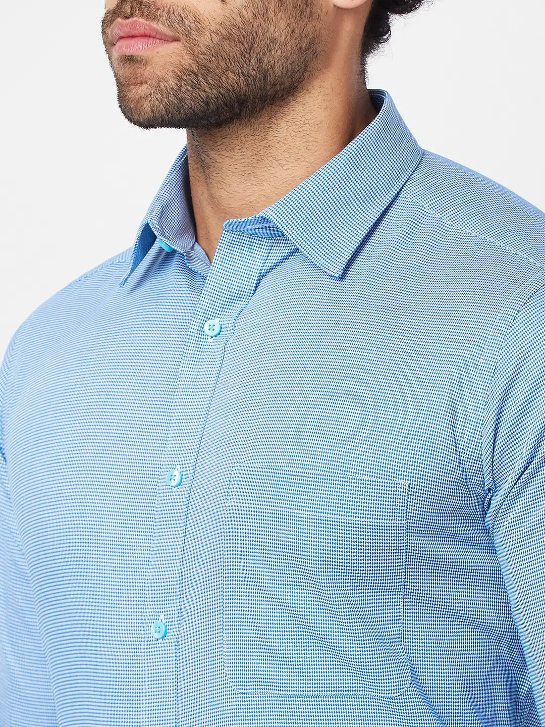 Raymond Men Blue Structure Slim Fit Cotton Shirt - Image 6