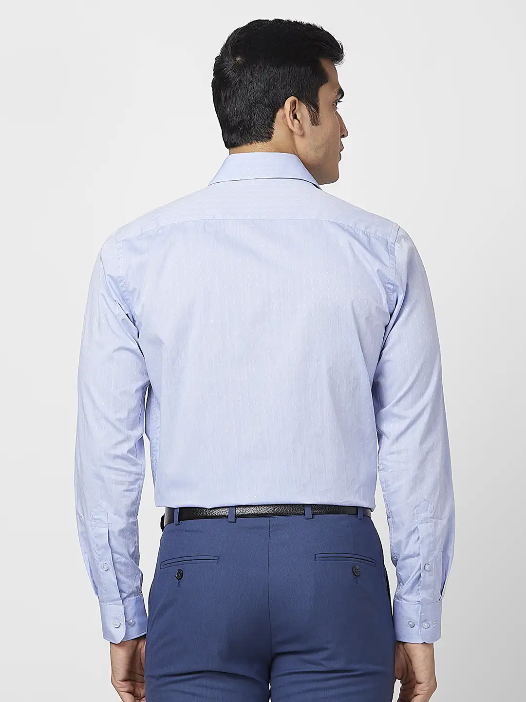 Raymond Men Blue Structure Slim Fit Cotton Shirt - Image 4