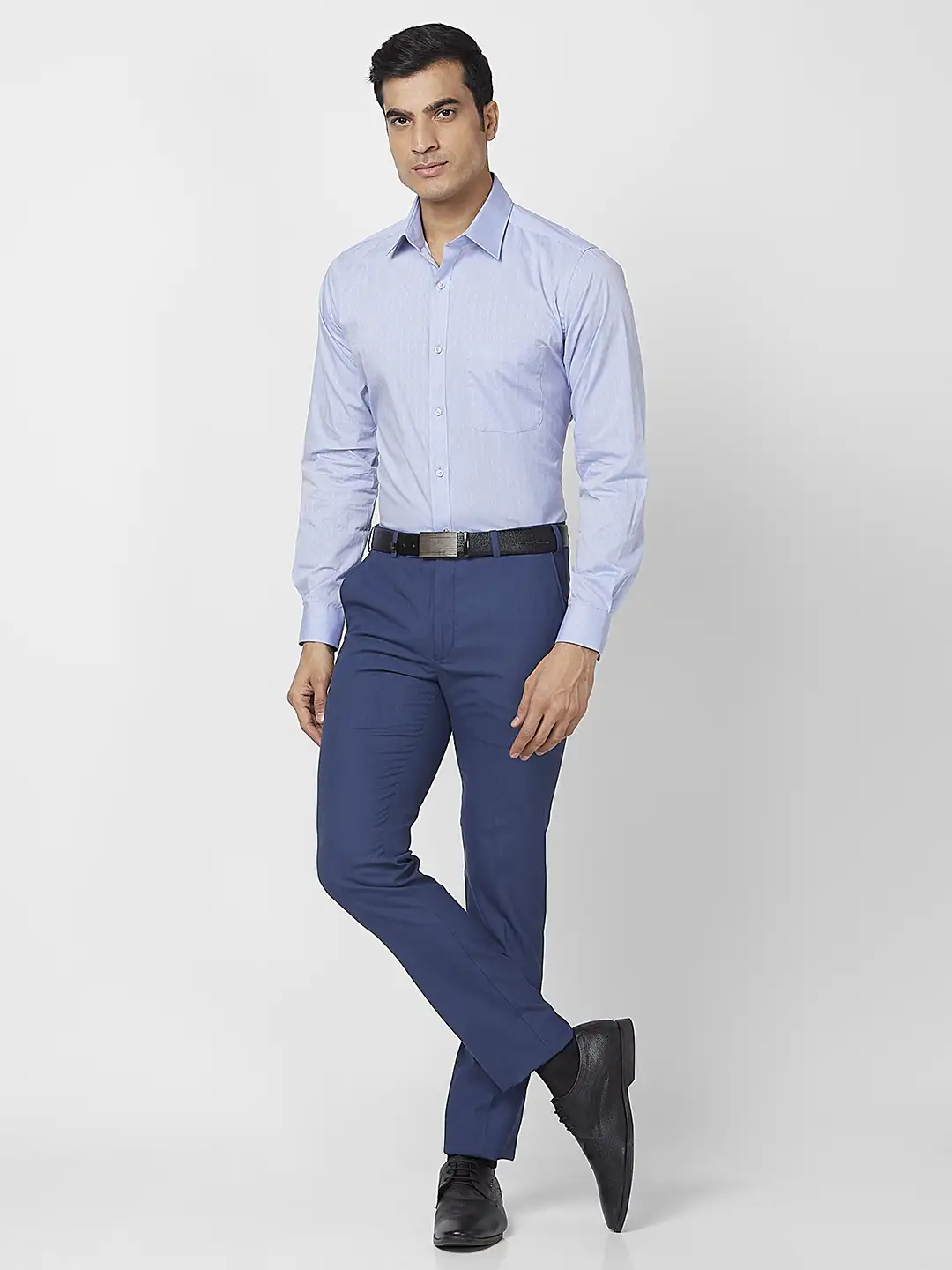 Raymond Men Blue Structure Slim Fit Cotton Shirt - Image 5