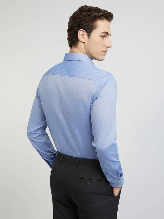 Raymond Men Blue Structure Slim Fit Cotton Shirt - Image 4