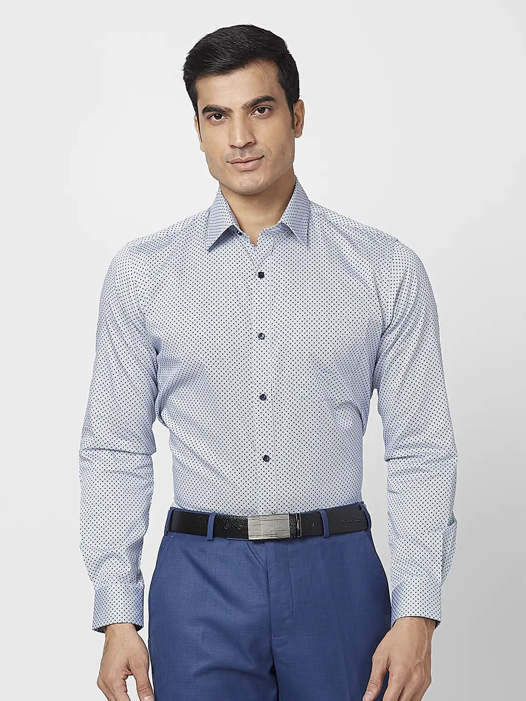Raymond Men Blue Structure Slim Fit Cotton Shirt