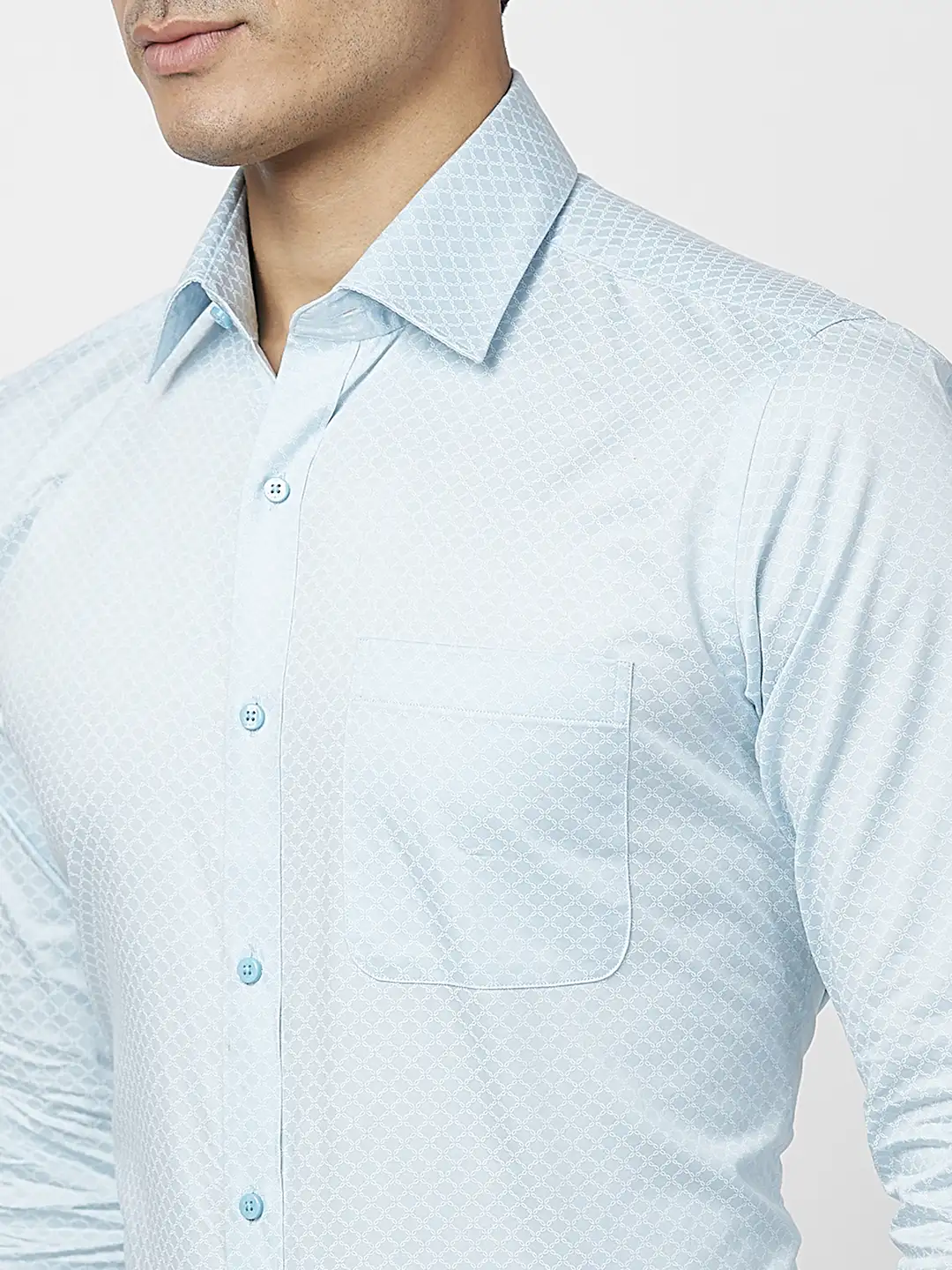 Raymond Men Blue Structure Slim Fit Cotton Shirt - Image 6