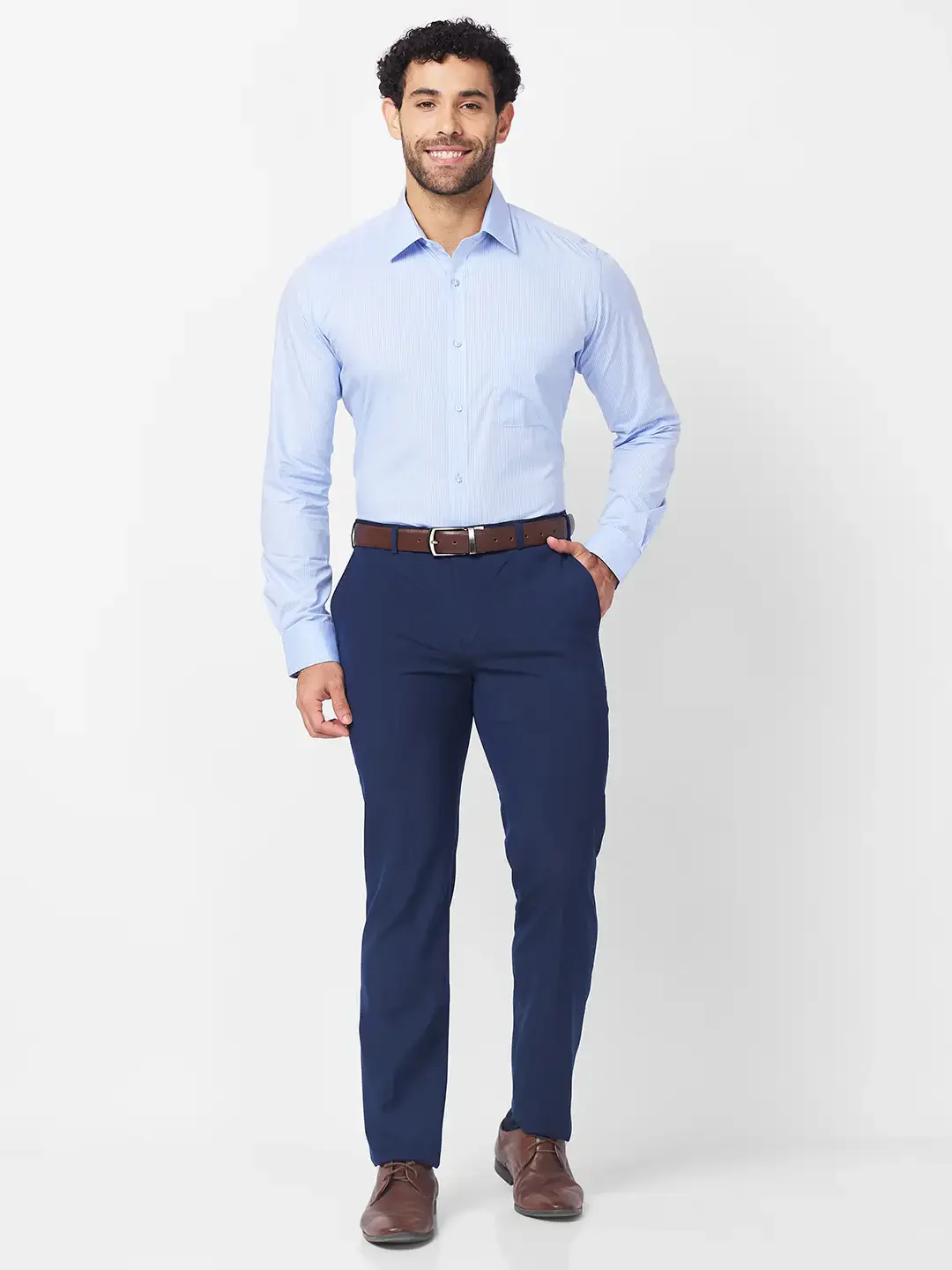 Raymond Men Blue Structure Slim Fit Cotton Shirt - Image 5