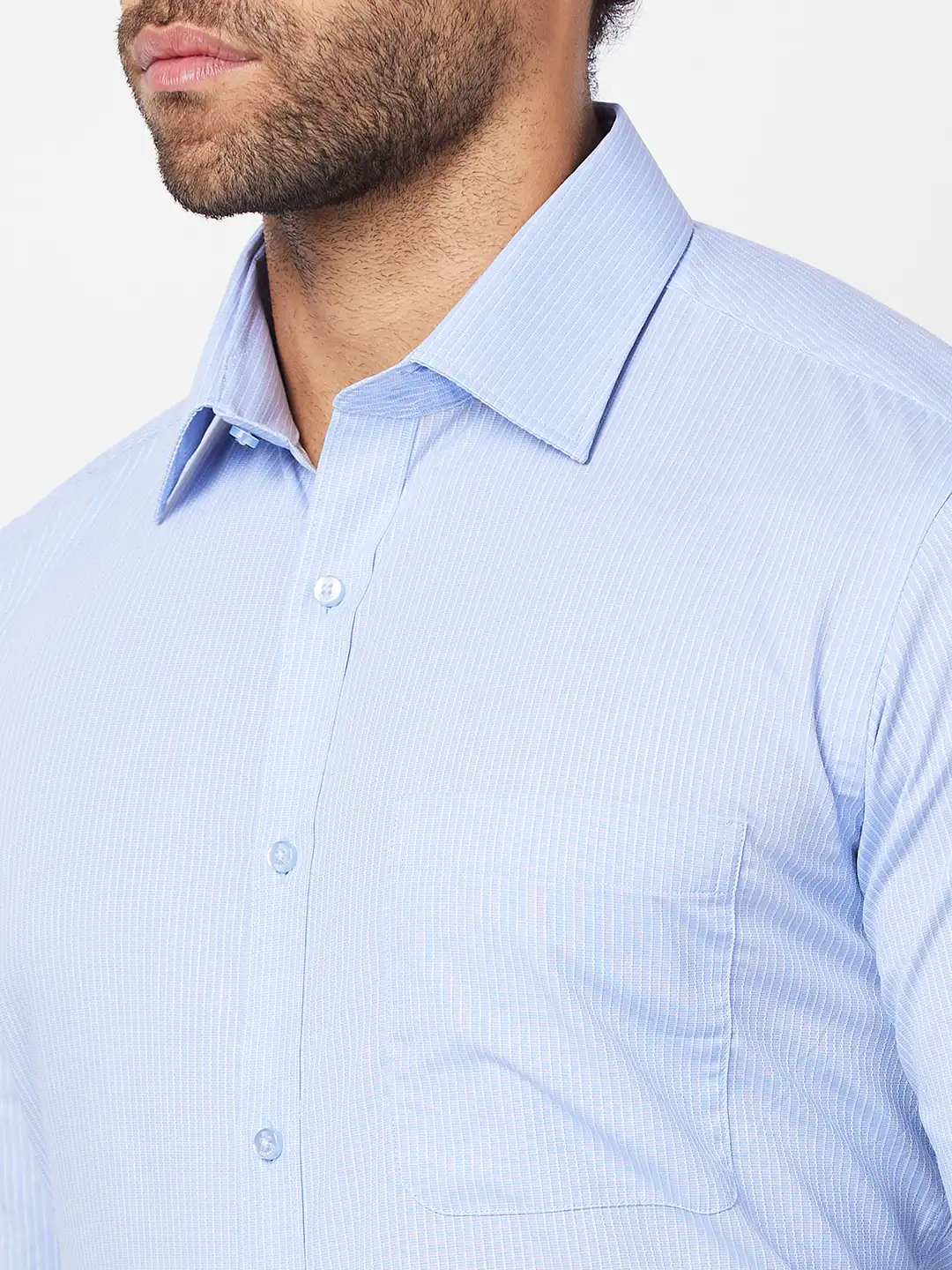 Raymond Men Blue Structure Slim Fit Cotton Shirt - Image 6