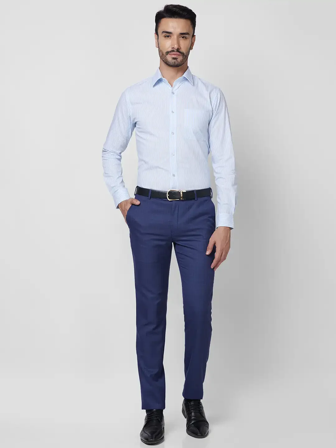Raymond Men Blue Slim Fit Structure Formal Shirt - Image 5