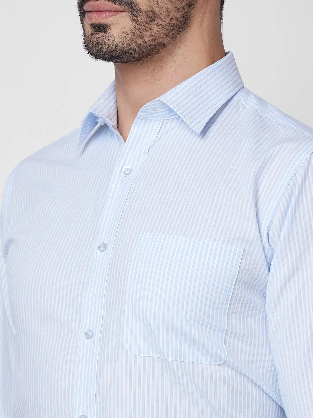 Raymond Men Blue Slim Fit Structure Formal Shirt - Image 6