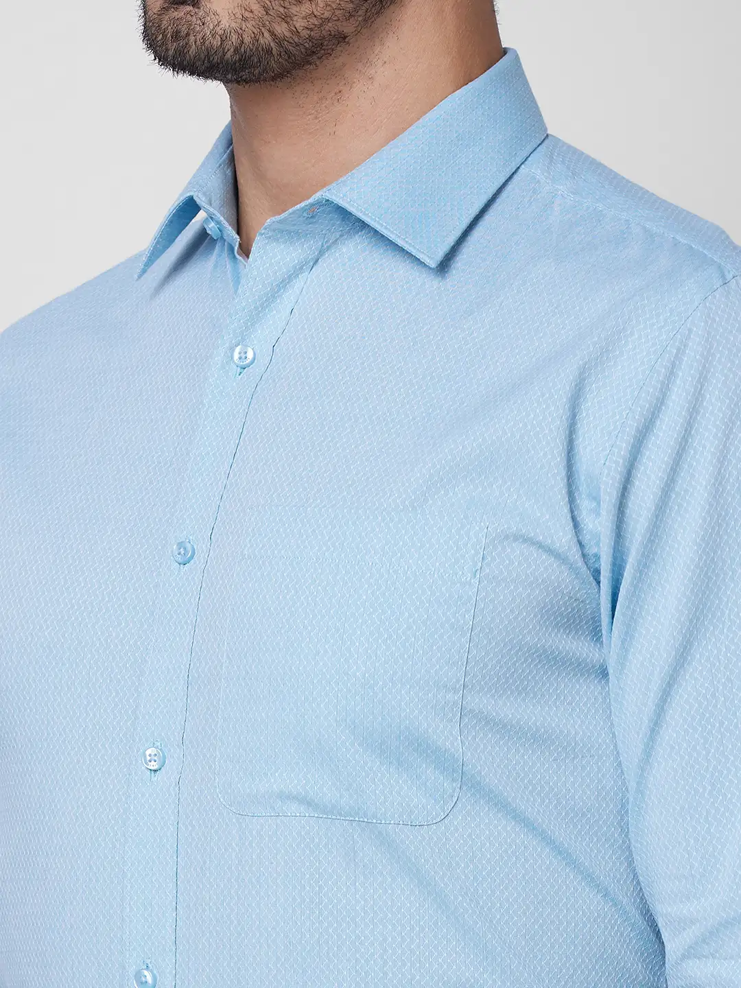 Raymond Men Blue Structure Slim Fit Cotton Shirt - Image 6