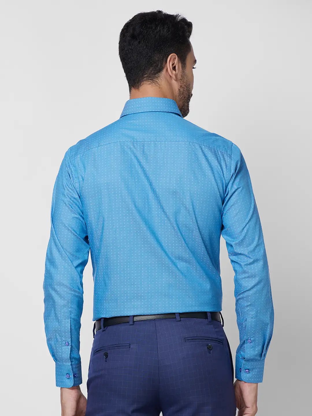 Raymond Men Blue Structure Slim Fit Cotton Shirt - Image 4