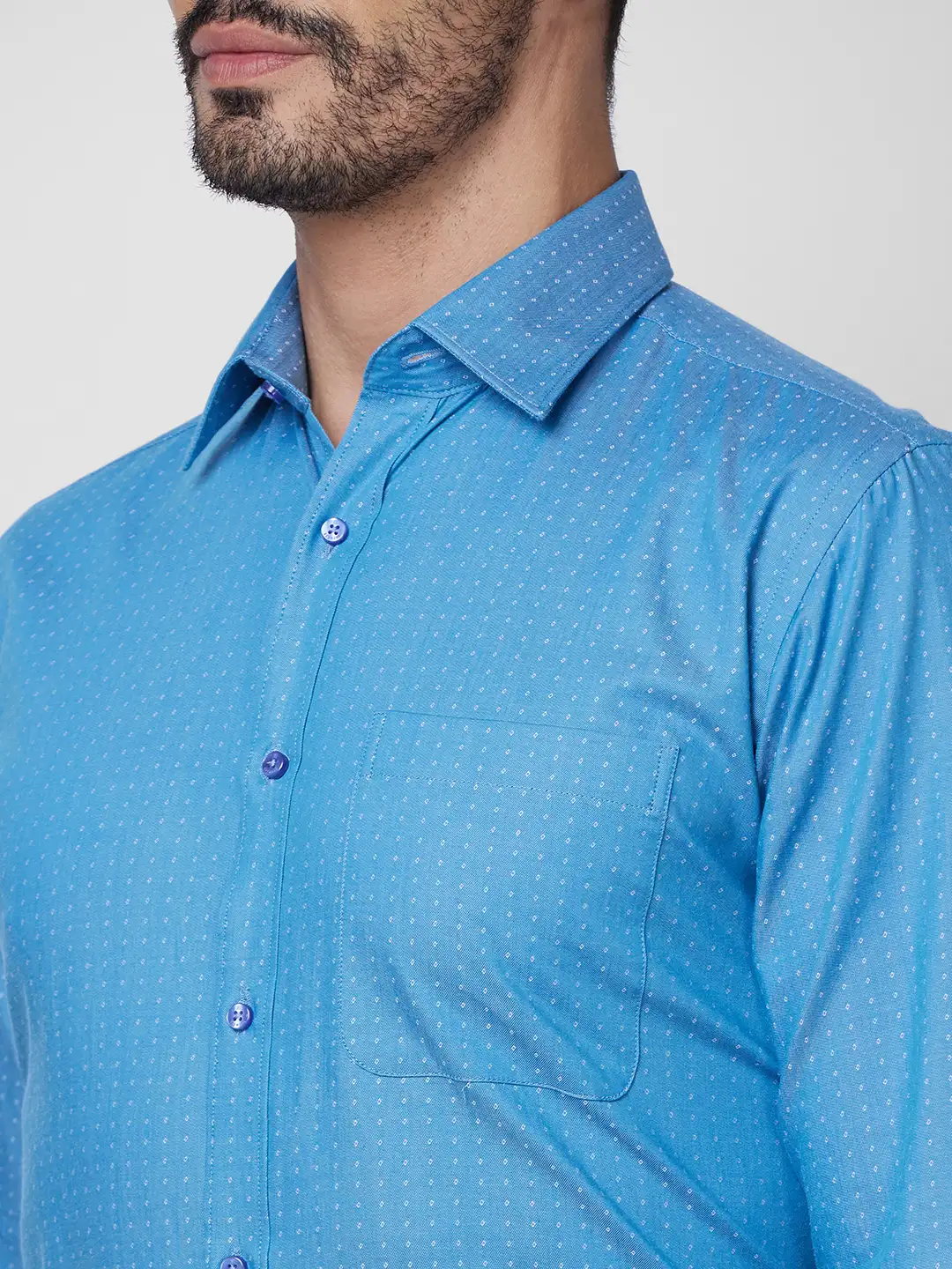 Raymond Men Blue Structure Slim Fit Cotton Shirt - Image 6