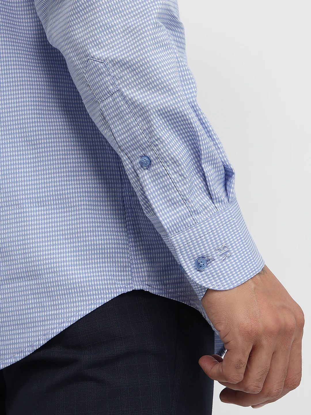 Raymond Men Blue Structure Slim Fit Cotton Shirt - Image 7