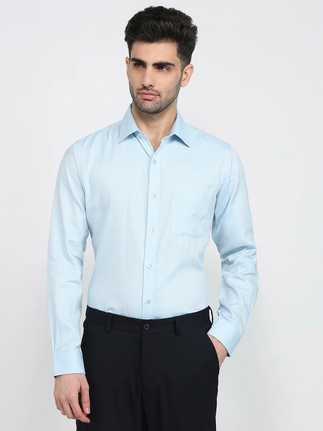 Raymond Men Blue Structure Slim Fit Cotton Shirt