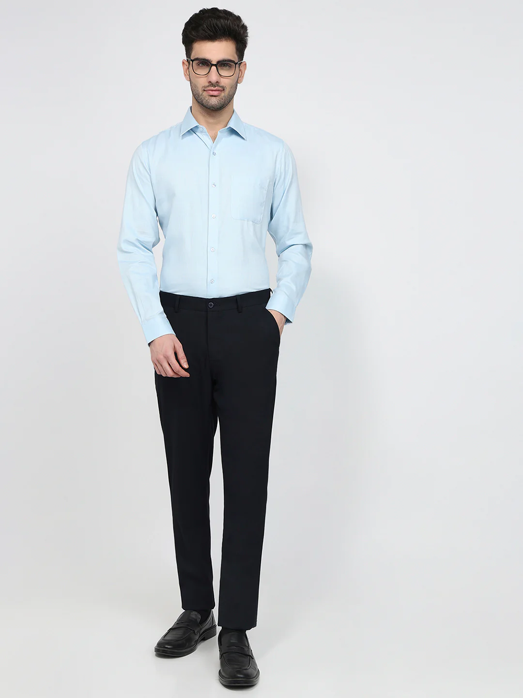Raymond Men Blue Structure Slim Fit Cotton Shirt - Image 5