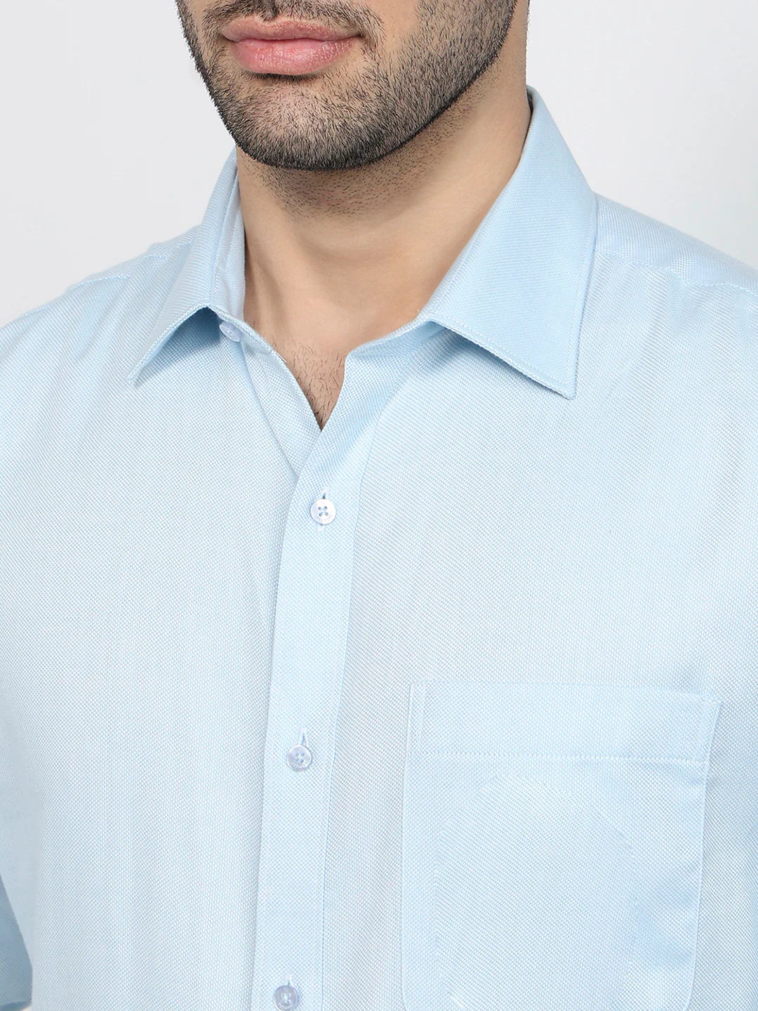 Raymond Men Blue Structure Slim Fit Cotton Shirt - Image 6