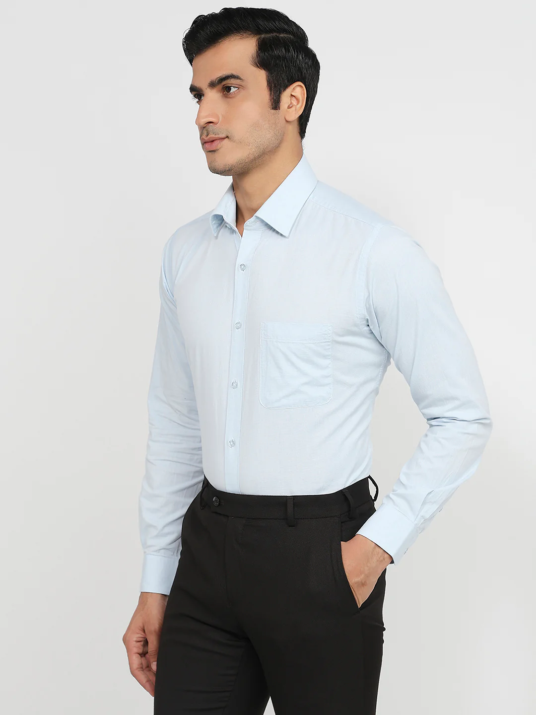 Raymond Men Blue Structure Slim Fit Cotton Shirt - Image 2