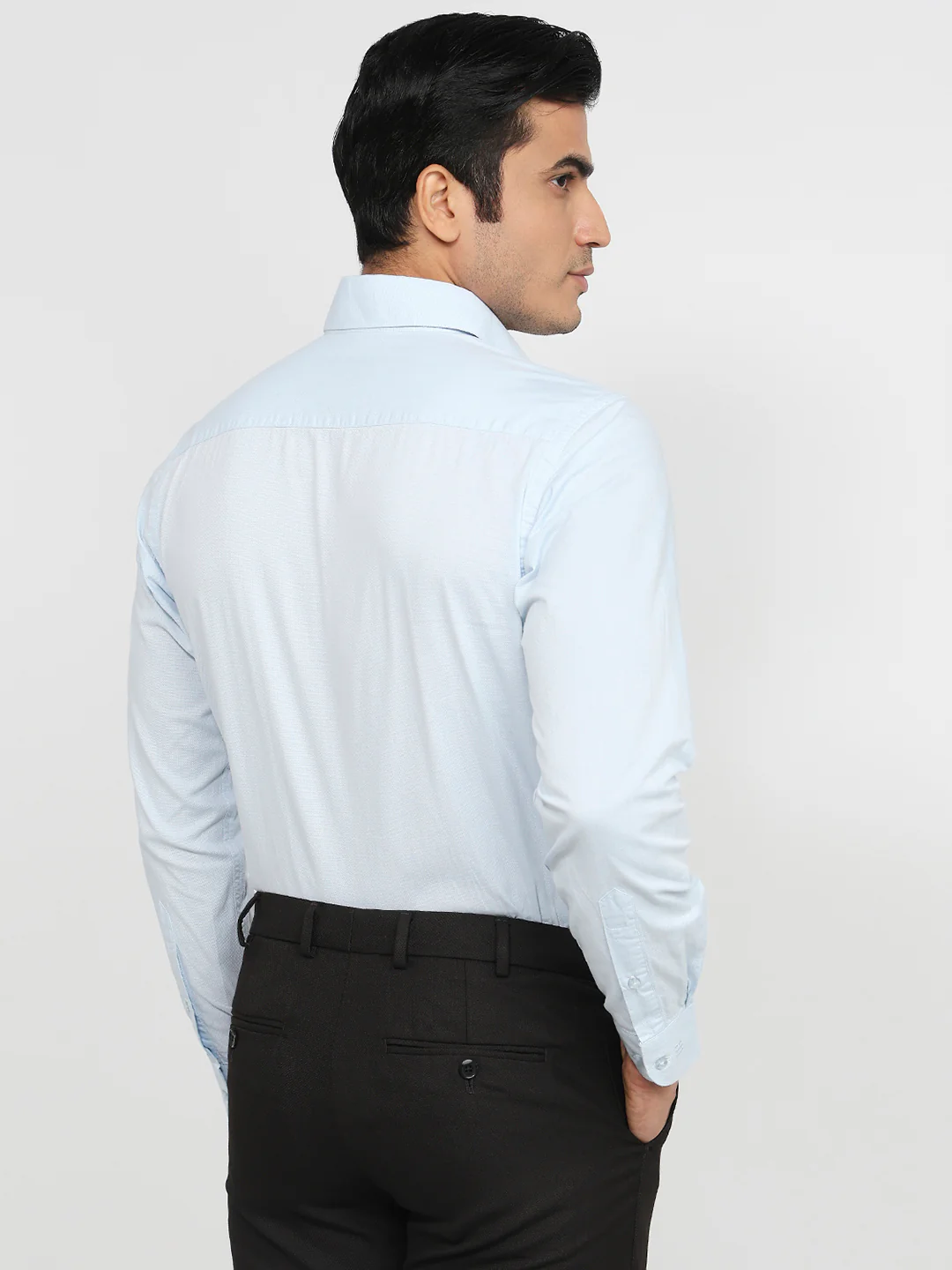 Raymond Men Blue Structure Slim Fit Cotton Shirt - Image 4