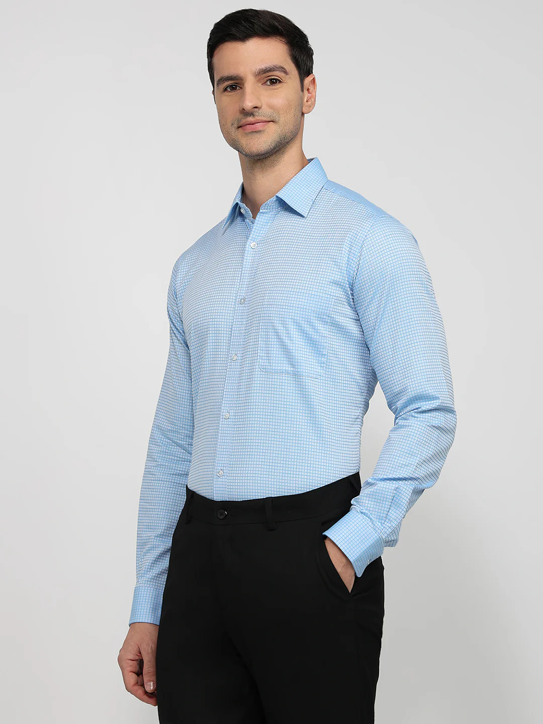 Raymond Men Blue Structure Slim Fit Cotton Shirt - Image 2