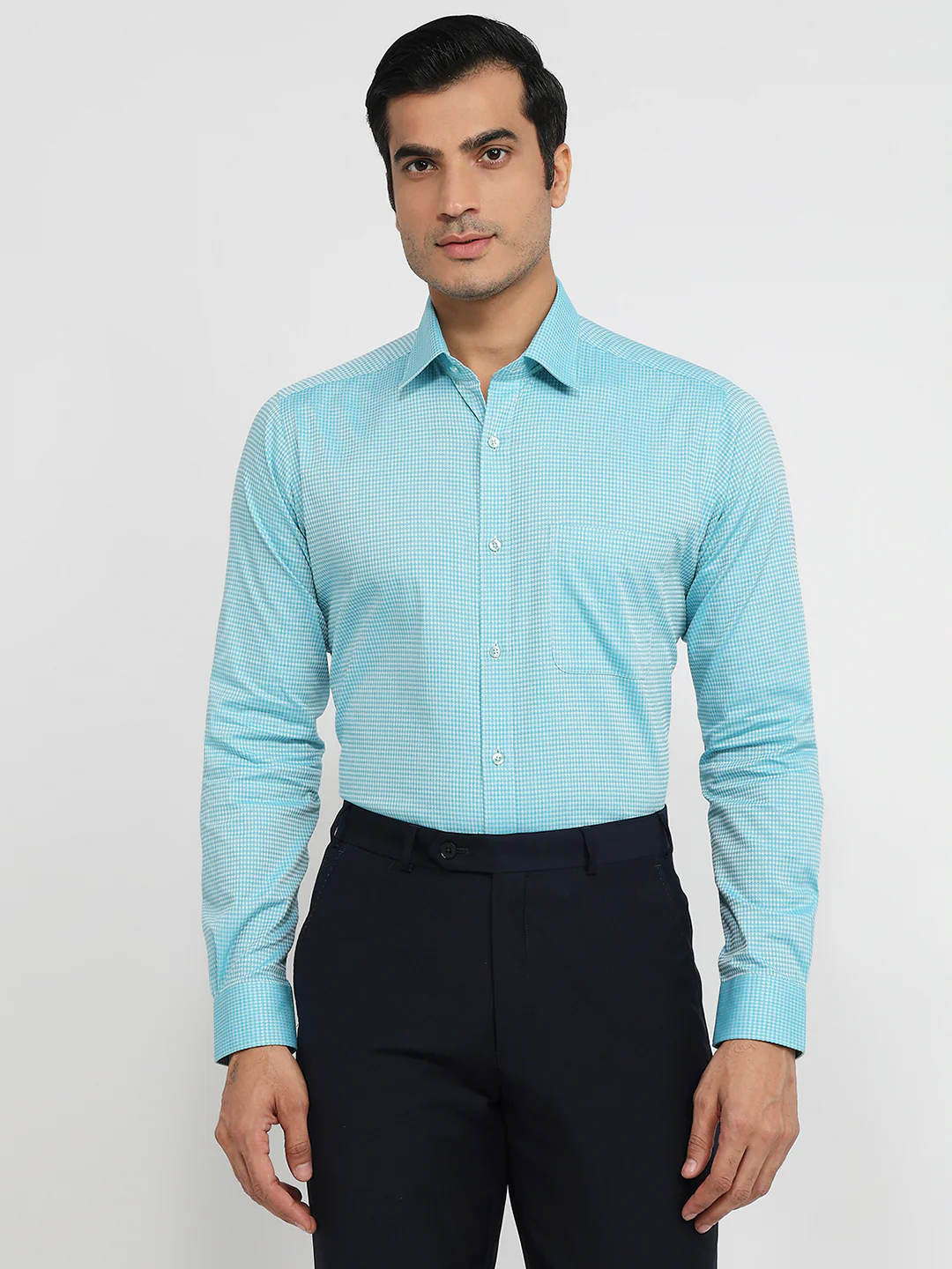 Raymond Men Blue Structure Slim Fit Cotton Shirt
